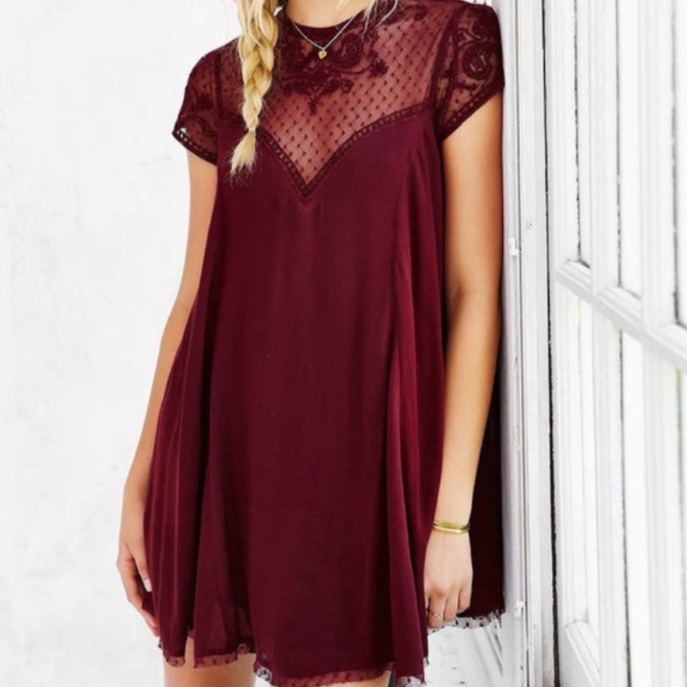 Urban Outfitters maroon babydoll dress